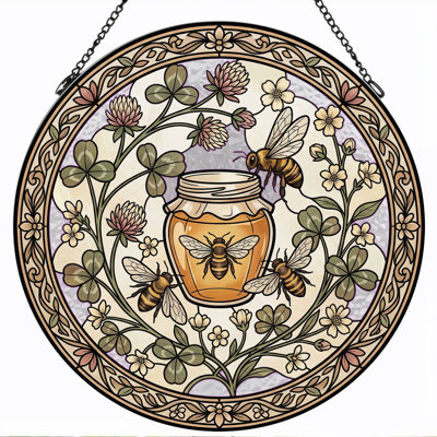 Panneau de vitrail Honey Bee, 7,8 heures