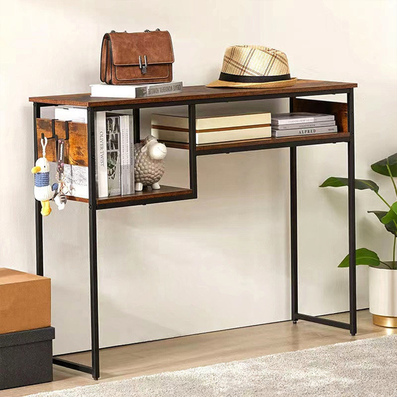 Walnut Solid Wood Rectangular Console Table, 29.53" H x 39.37" W x 11.81" D
