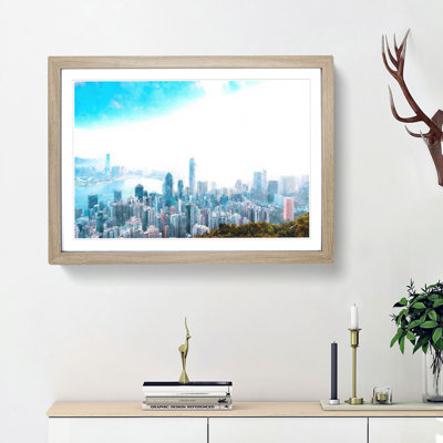 The Hong Kong Skyline in China - Picture Frame Painting Print