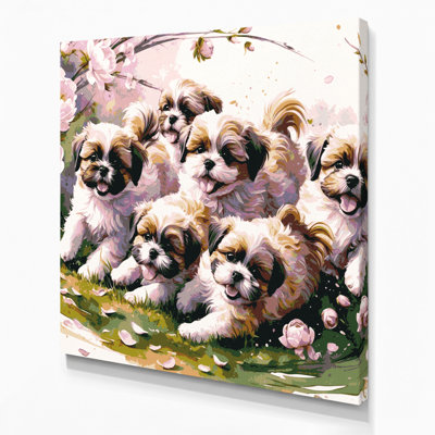 Dogs Shih Tzu Beige Canvas Wall Art