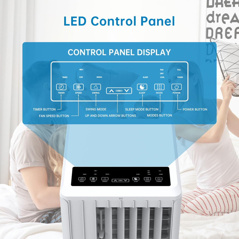 Climatiseur portatif de 8 000 BTU, refroidit les pièces jusqu'à 350 pieds carrés, unité 3-en-1 avec modes ventilateur et déshumidificateur, comprend une télécommande, une minuterie 24H, un ensemble facile à installer et des roulettes pour le bureau de la chambre à coucher