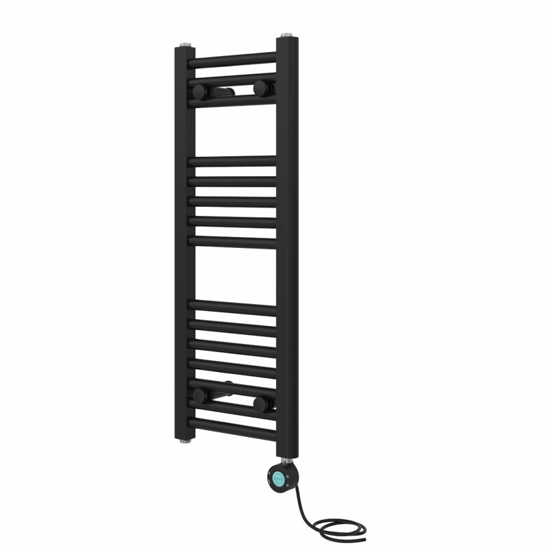Asmitha Straight Towel Rail Heated Towel Rails, Black, 80cm H x 30cm W x 3cm D