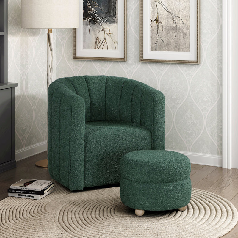 Fauteuil pivotant avec repose-pieds Noa, Bleu-vert