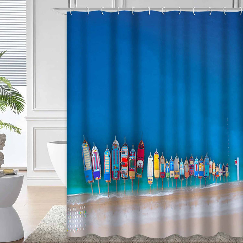 Rideau de douche Turquie avec 12 crochets, L 72 po x l 78 po