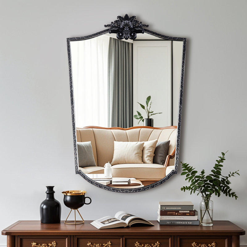 Miroir d'appoint mural Lindon, 24 po x 18 po, Noir antique