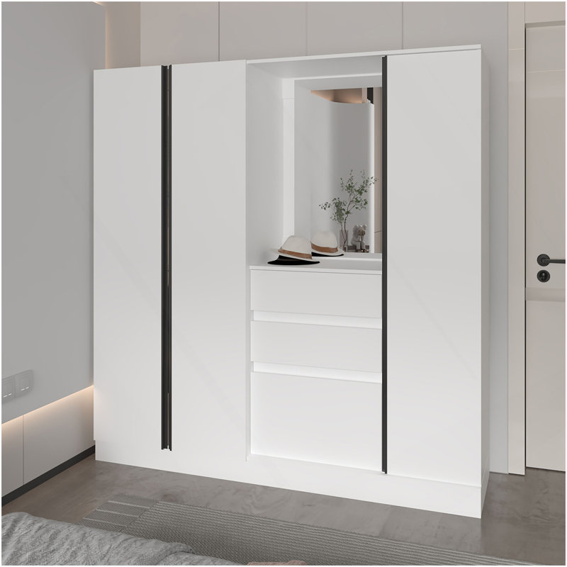 Canyon Wardrobe Organizer With Mirror And Storage Compartments, White