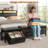 Farmhouse Bed Frame With 3 Storage Drawers Bench, Led Lights And Charging Station-154031508-154031505