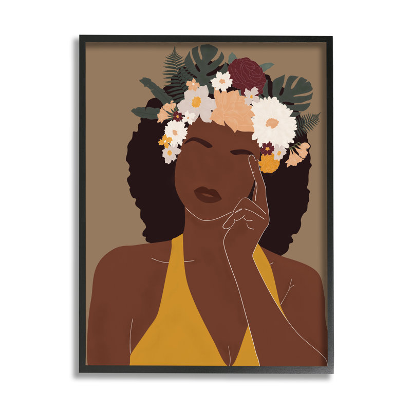 Femme méditant - Impression sur toile, H 20 po x l 16 po, Giclée encadrée noir minuit