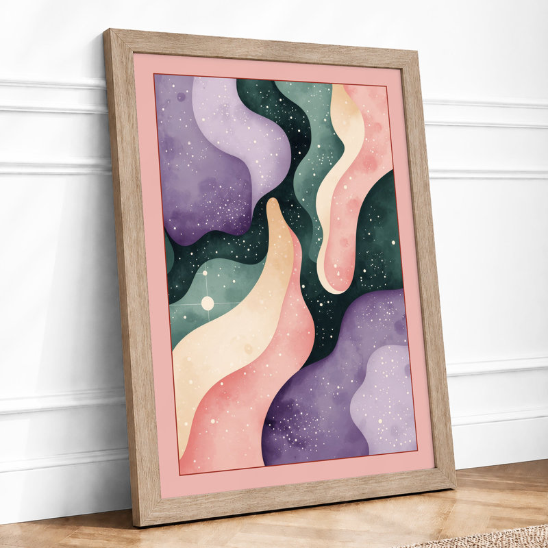 Flowing Ribbons Abstract - Framed Print, A2 - 59.4 x 42.0 cm, Oak