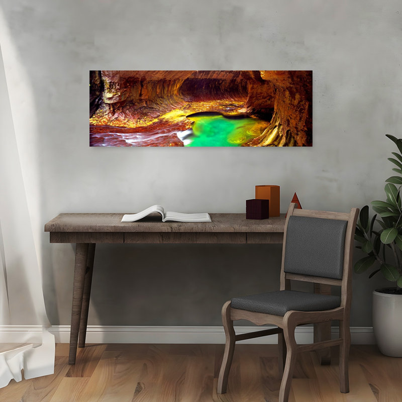Rock Formations In A Slot Canyon The Subway Zion National Park Utah USA by Dan Merkel - Wrapped Canvas Panoramic Print