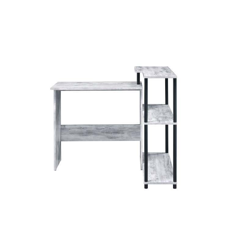 Bureau rectangulaire avec tablette latérale Levi, Blanc