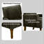 Fauteuil d'appoint rembourré large en velours côtelé large avec pieds en bois massif