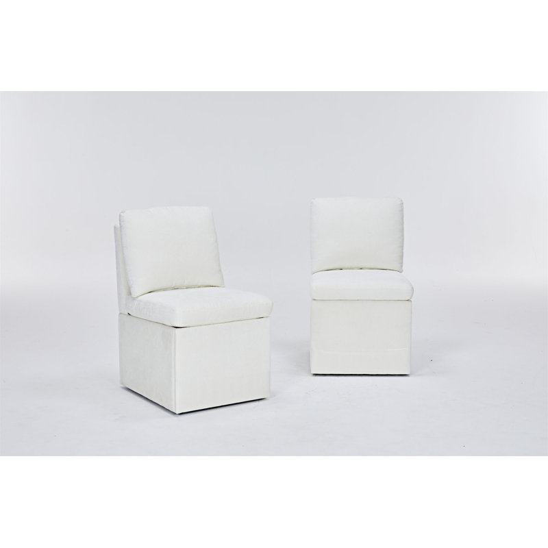Ensemble de 2 chaises de salle à manger rembourrées, Ivory