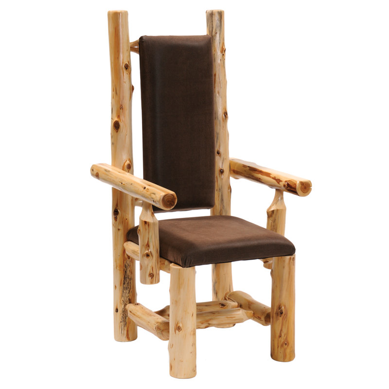 Fauteuil rembourré en cèdre à dossier haut Fireside Lodge - Naturel - Tissu standard