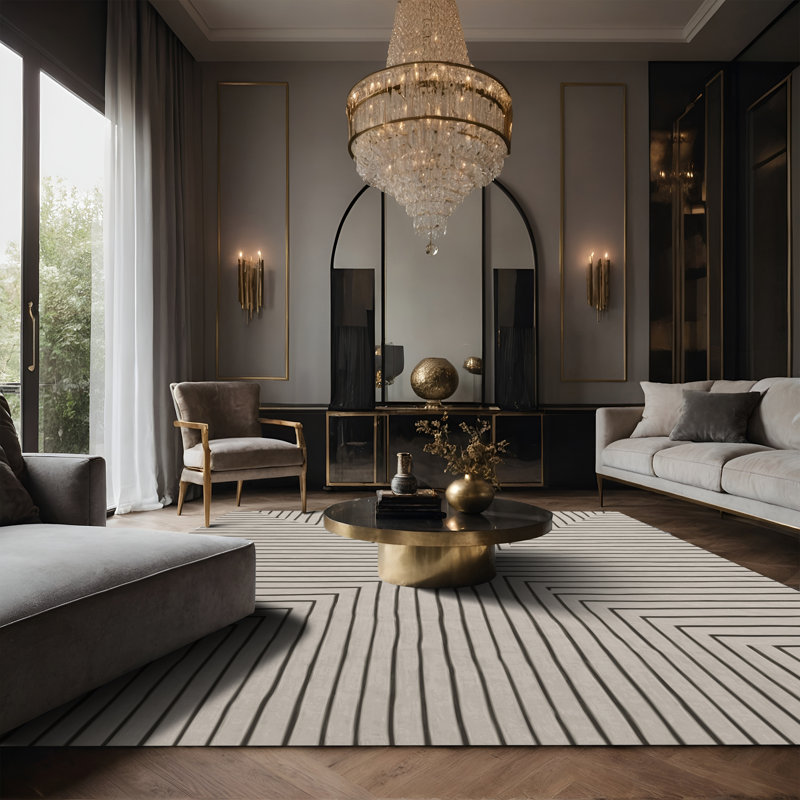 Tapis beige soyeux et moelleux, Rectangle 8 pi x 10 pi