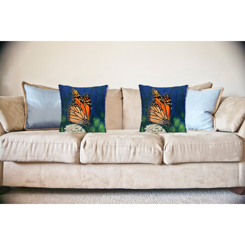 Housse et insert de coussin extérieur Monarch and Flower, 18" x 18"