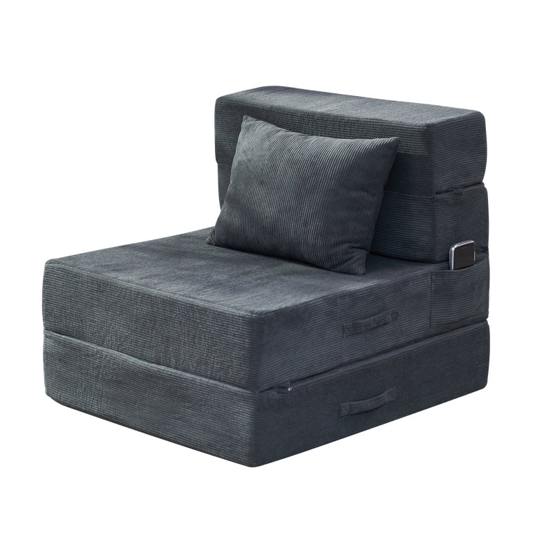 Convertible Sofa Sleeper, Single Size Foldable Floor Couch Bed, Floor Couch Single, Dark Gray