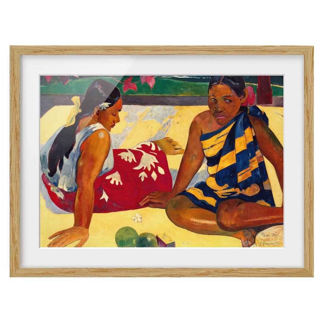 Gerahmtes Poster Tahitian Women on the Beach von Paul Gauguin