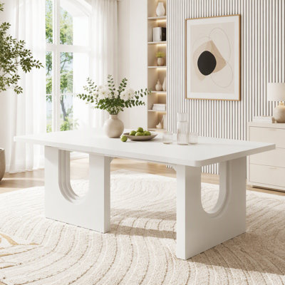 Modern Rectangular Dining Table with Pedestal Base