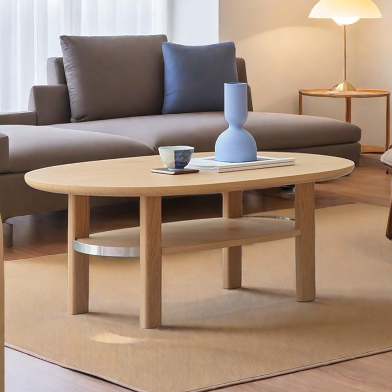 Table basse ovale avec détails en métal, Burlywood