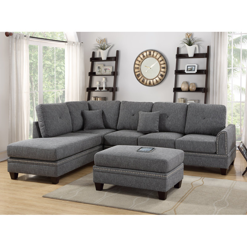 Joseph Reversible Coner Sofa, Ash Black, Left Hand Facing