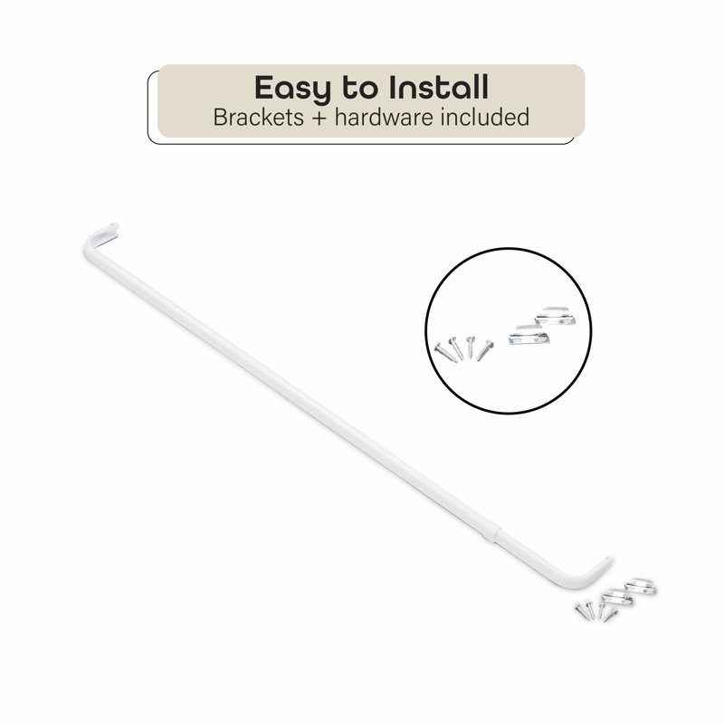 White Adjustable Steel Single Curtain Rod, 18-28 inches