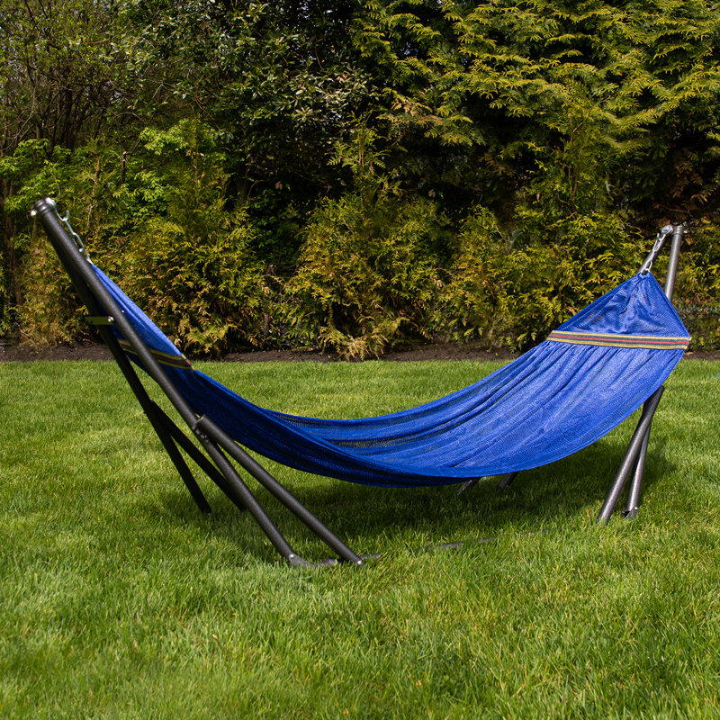Govan Portable Camping Hammock with Stand, Navy, 86" L x 33"W x 39" H