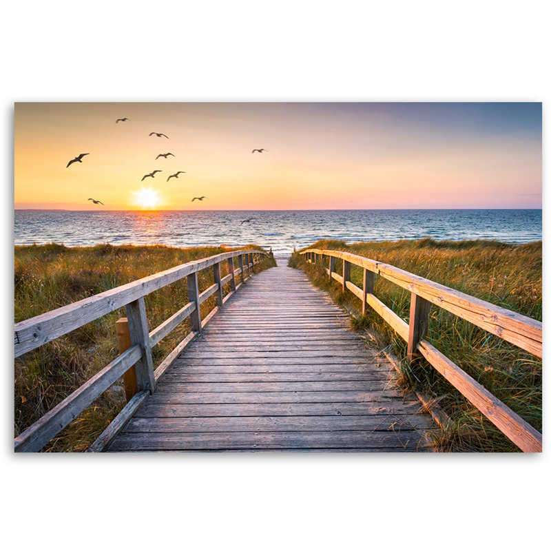 Sunset Sea Beach - Wrapped Canvas Print, 80cm H x 120cm W