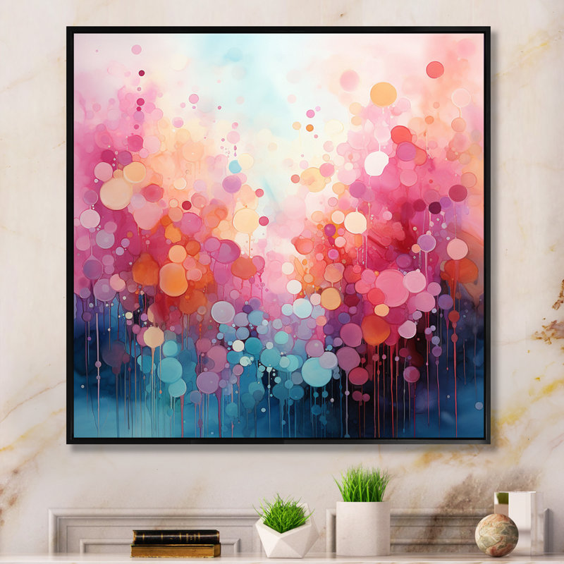 Cotton Candy III - Abstract Landscape Canvas Prints, H 24 po x l 24 po x P 1 po, Cadre flottant noir