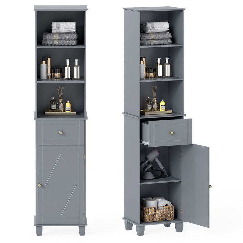 Freestanding Linen Cabinet, Grey