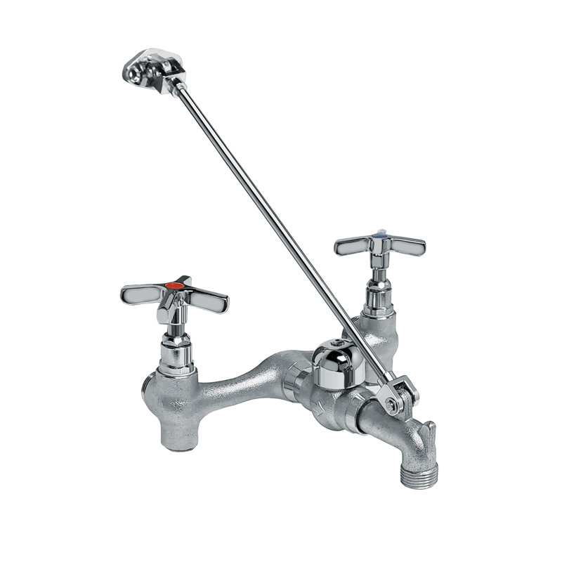 Robinet d’évier de service mural à double poignée avec support de support et poignée en croix utilitaire