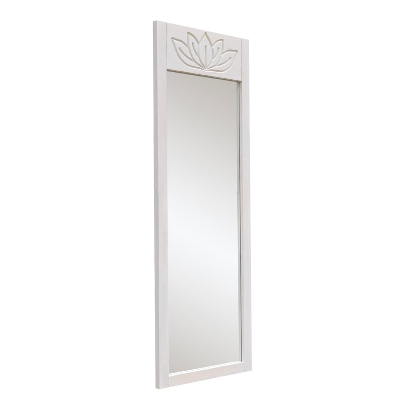Elegant Cheval Mirror, White Solid Pine Wood, 21.7 x 61.0 x 0.8 inches | 100% Eco-Friendly Flotal-E Mirror | Stylish Full-Length Design for Bedroom & Dressing Areas, Modern Oriental Aesthetic