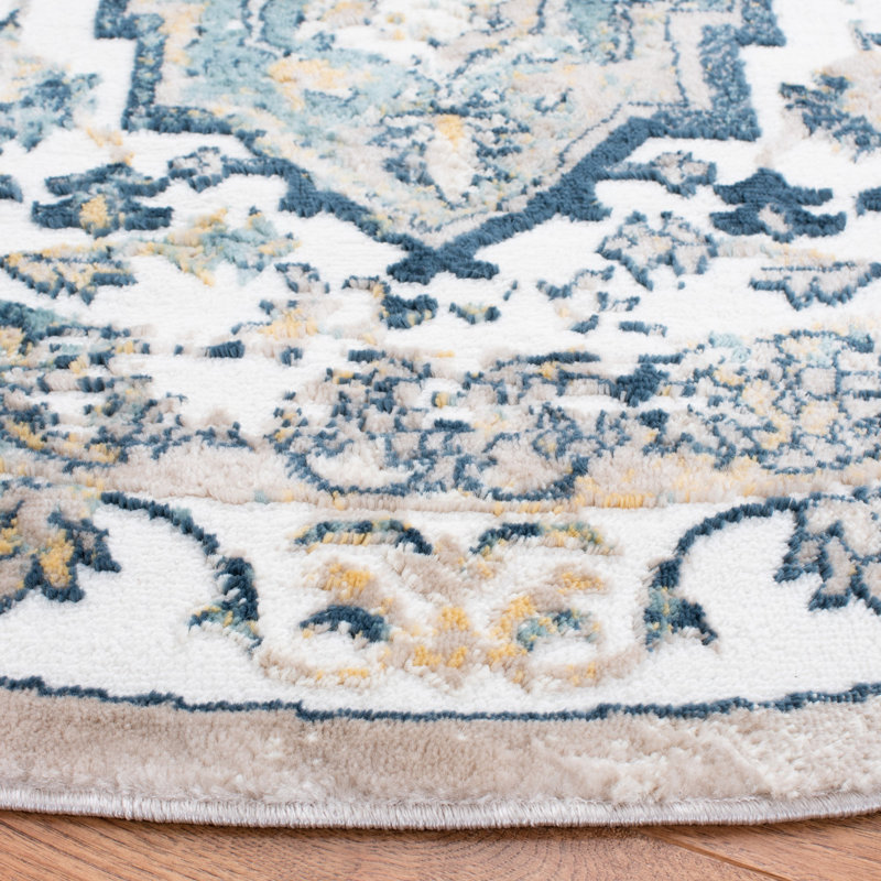 Tapis oriental bleu marine Dewberry, Rond 6 pi 7 po