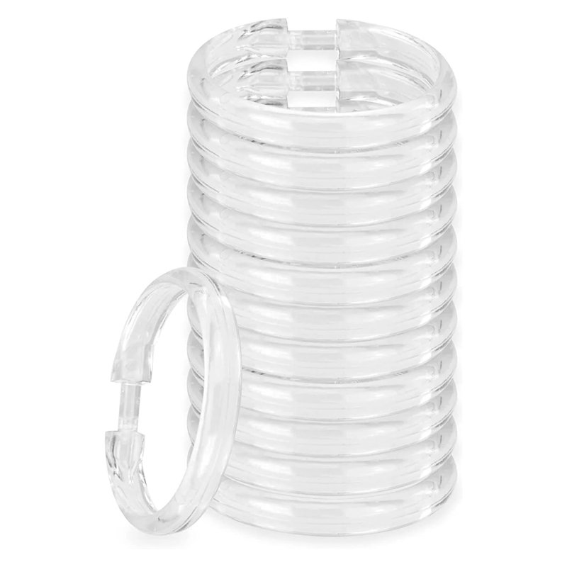 Anneaux de rideau en plastique transparent durable - conception à pression sécurisée - joint torique coulissant lisse - matériau incassable