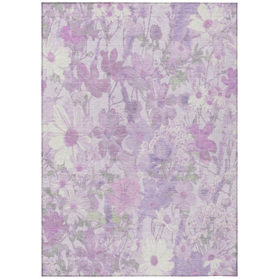 Machine Washable Indoor/Outdoor Claudian ACN1509 Lavender Rug