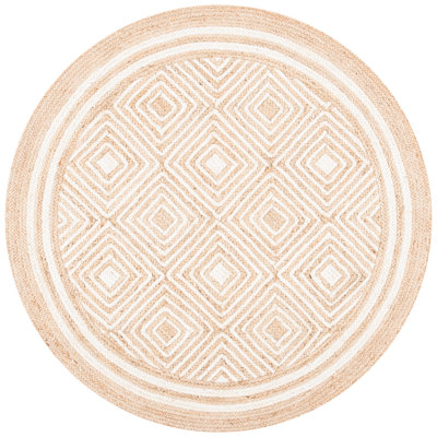 Wilkey Natural Fiber Flat Weave Jute And Cotton With Latex Geometric Rug