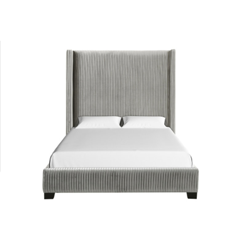 Élégant lit plateforme de style traditionnel, Gris clair