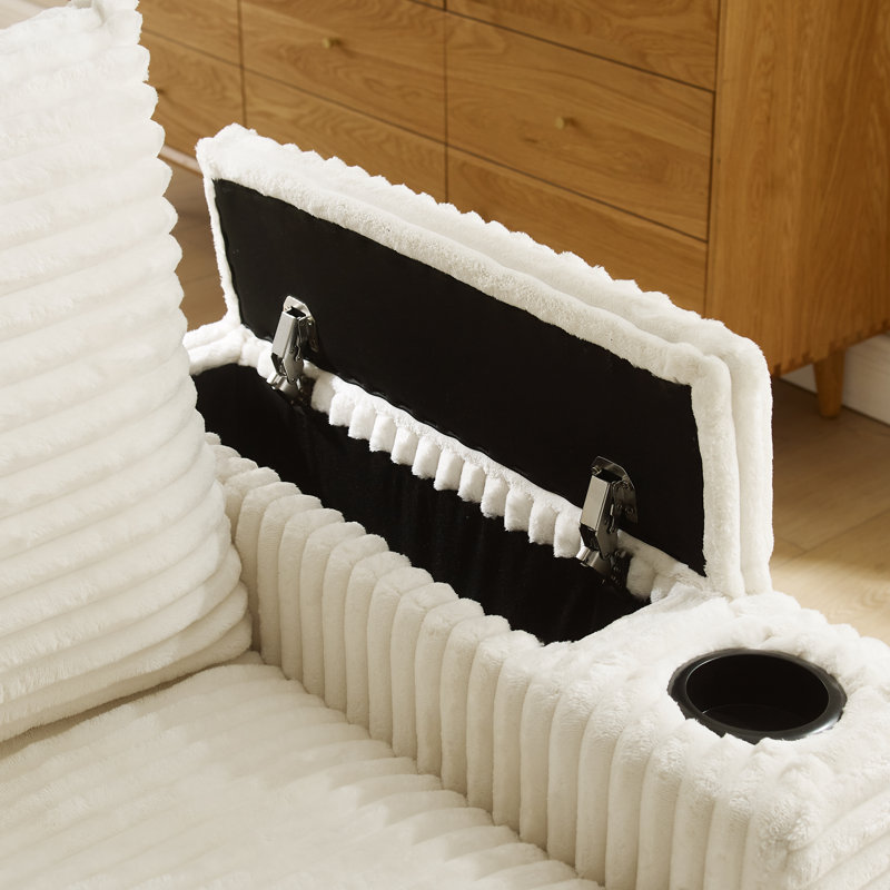 Convertible Sectional Sofa With Hidden Storage Armrests, A Movable Ottoman, 2 USB Ports, 2 Cup Holders, A Phone Holder