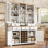 Kitchen Cabinet With Wine Rack, 5 Drawers And 4 Doors White