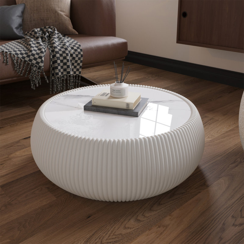 Table basse Marble, Beige, H 13,38 po x l 27,55 po x P 27,55 po