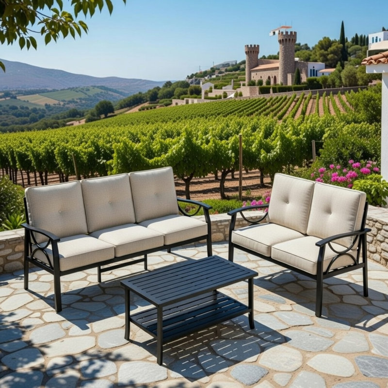 3-Piece Metal Patio Furniture Set