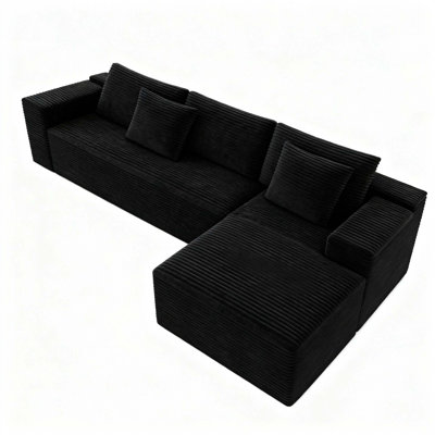 Modular Sectional Sofa with Plush Corduroy Fabric, No-Assembly Comfort