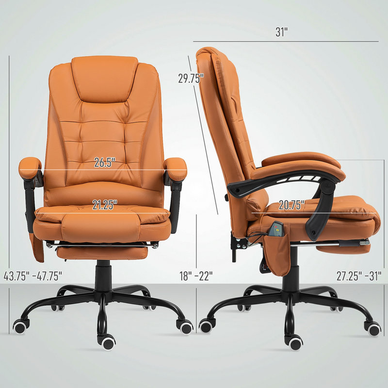 Fauteuil de bureau de massage à haut dossier, fauteuil de massage avec support lombaire, repose-pieds, Faux cuir