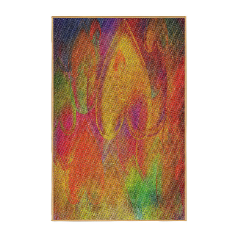 Tapis orange/vert à motifs, Rectangle 2 pi x 4 pi