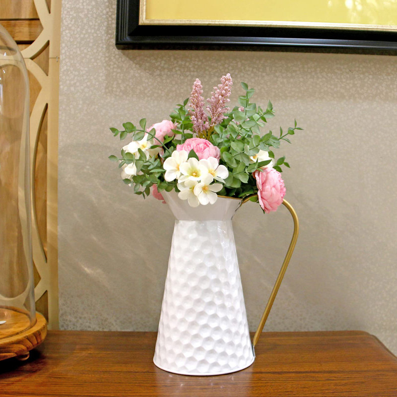 Metal Table Vase, White