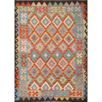 Tapis réversible en laine Kilim 5 x 6