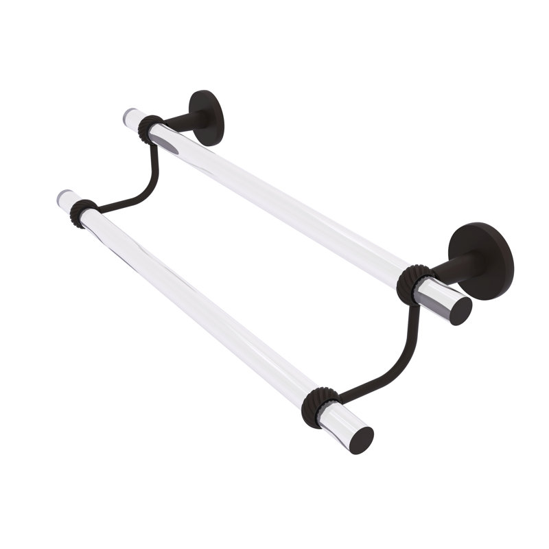 Double barre à serviettes murale clearview, Bronze huilé, H 7,6 po x l 22 po x P 5,5 po