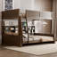 Lit double superposé au-dessus de grand lit double avec armoires de rangement et ports USB-133138908