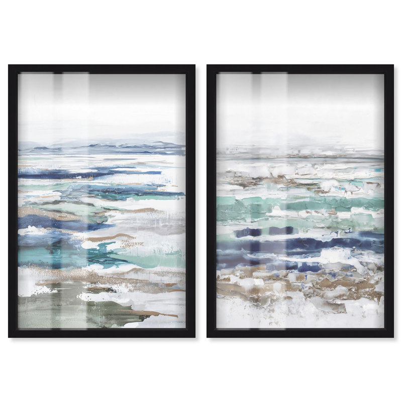 Coral Coastal Blue Art , H 55 po x l 37 po, Noir