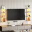 Étagère murale avec éclairage DEL, tablette flottante, tablette à 4 niveaux pour rangement mural, présentoir mural vertical, pour chambre, salon, couloir-1541598315